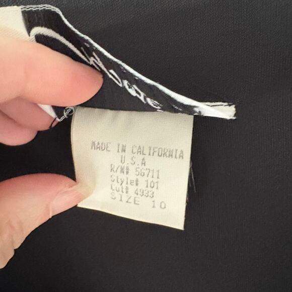 Vintage Expose California Disco Fringe Cocktail Dress Black V-Neck Size 10 - Picture 6 of 6